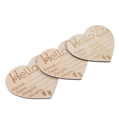 JOINPAYA 3-Piece Heart-Shaped Wooden Baby Announcement Signs
