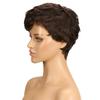 Natural Brown Short Wavy Pixie-Cut Human Hair Wigs for Women, Brazilian Hair, Dyed, Side Part, Bob Wig, 15 cm, Red Highlights view 4