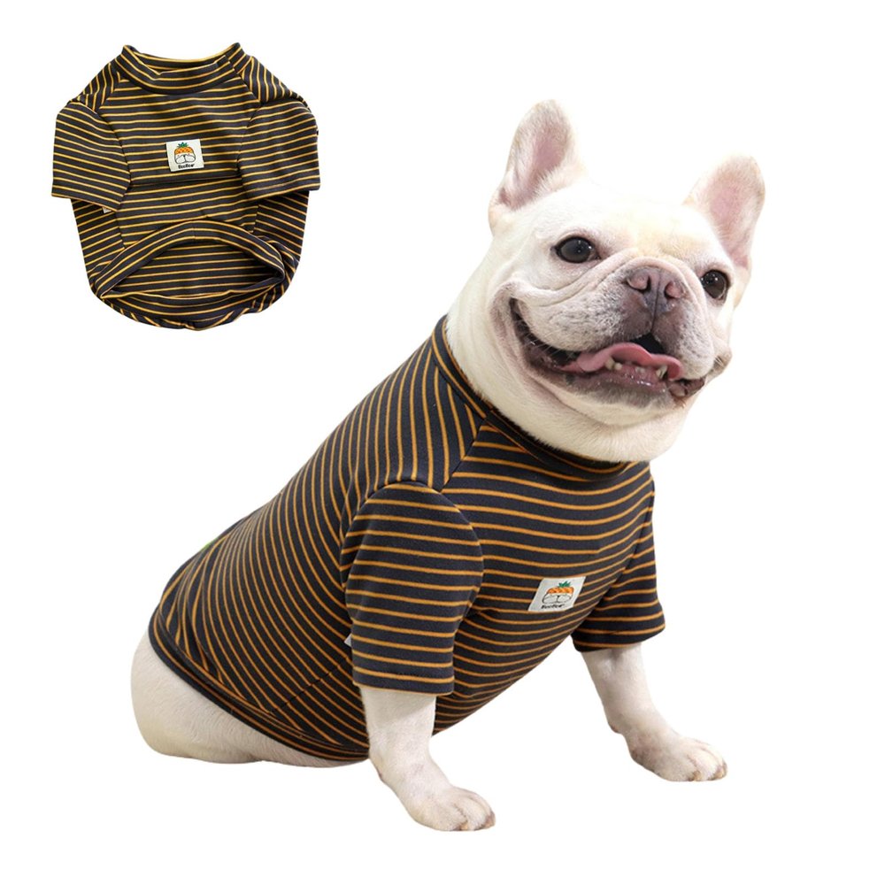 Fat Dog Striped Stretch Dog Sweatshirt, Brown, Size S
