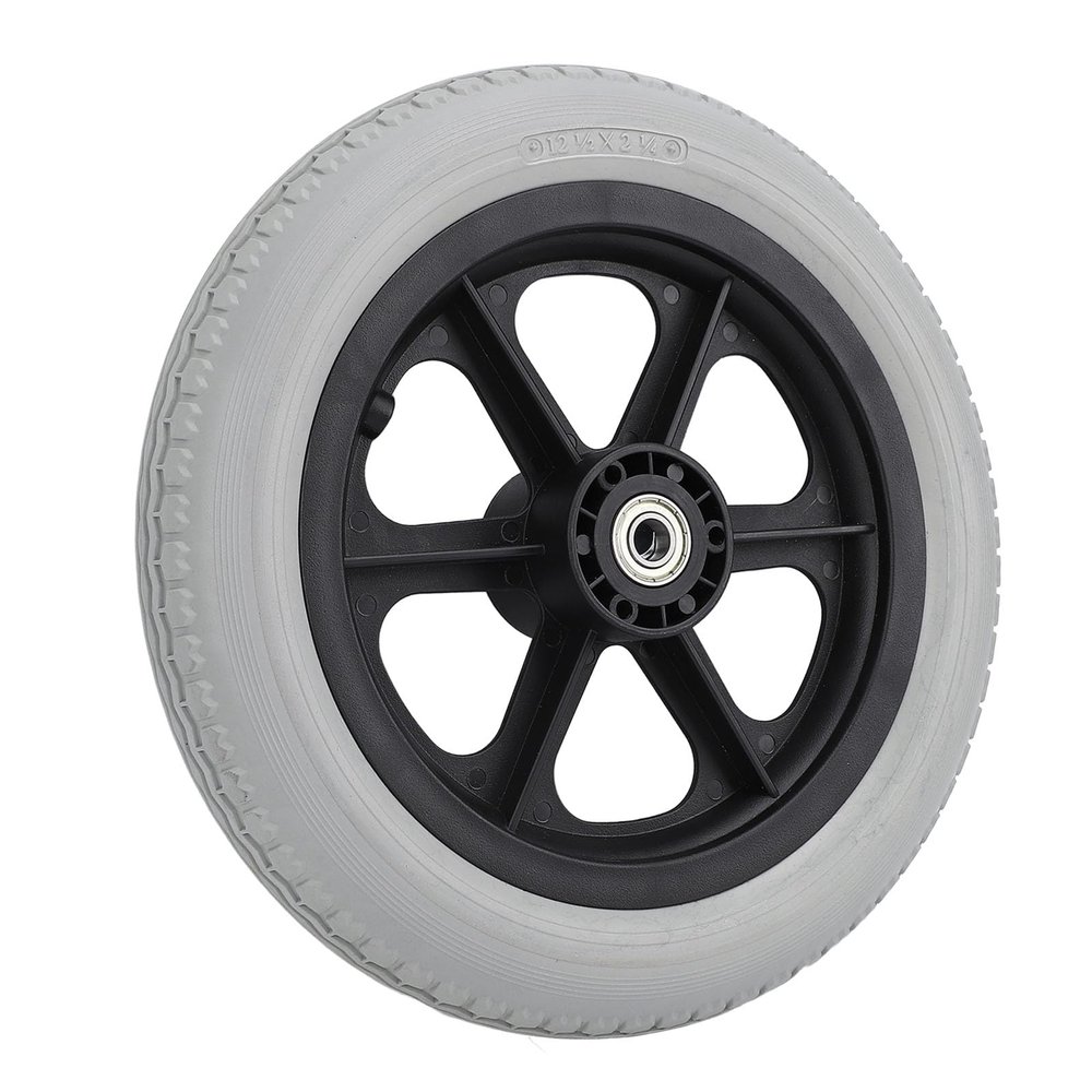 12-Inch PU Solid Wheel for Wheelchairs, Non-Slip Replacement Wheel with Sturdy Hub