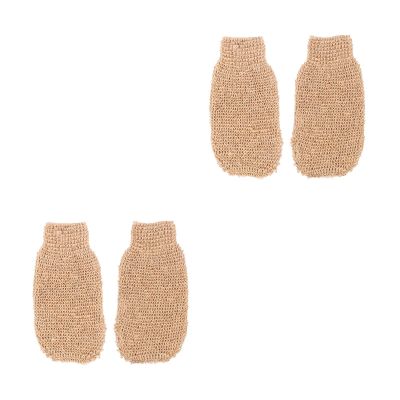 HAPINARY 4-Piece Ramie Jute Exfoliating Gloves for Body and Shower