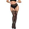 VYLYNL Plus-Size Fishnet Lingerie Transparent Lace Bodystocking, Crotchless, Black, One Size view 2