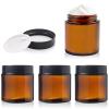TOKSEO 4-Pack 120 mL Amber Glass Cosmetic Jars with Lids view 1