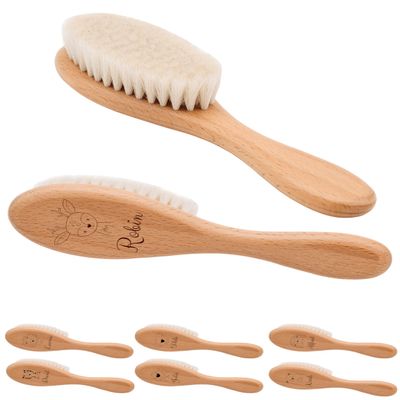 wunderwunsch Personalized Baby Hair Brush with Deer Motif