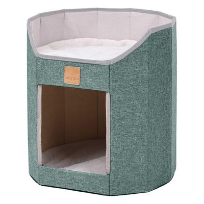 XAGMODSHN Foldable Indoor Cat House Bed, Two-Story Four-Season Hideaway