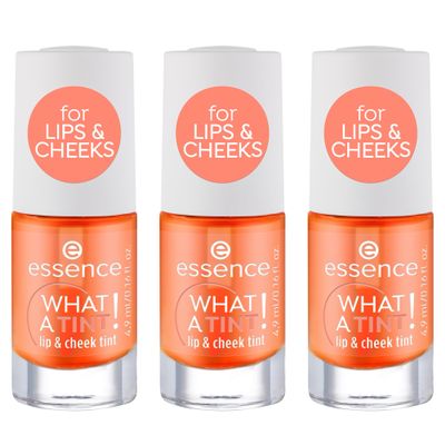 essence WHAT A TINT! Lip & Cheek Tint, Blush, No. 03 Orange, 3-Pack (3 x 4.9 ml)