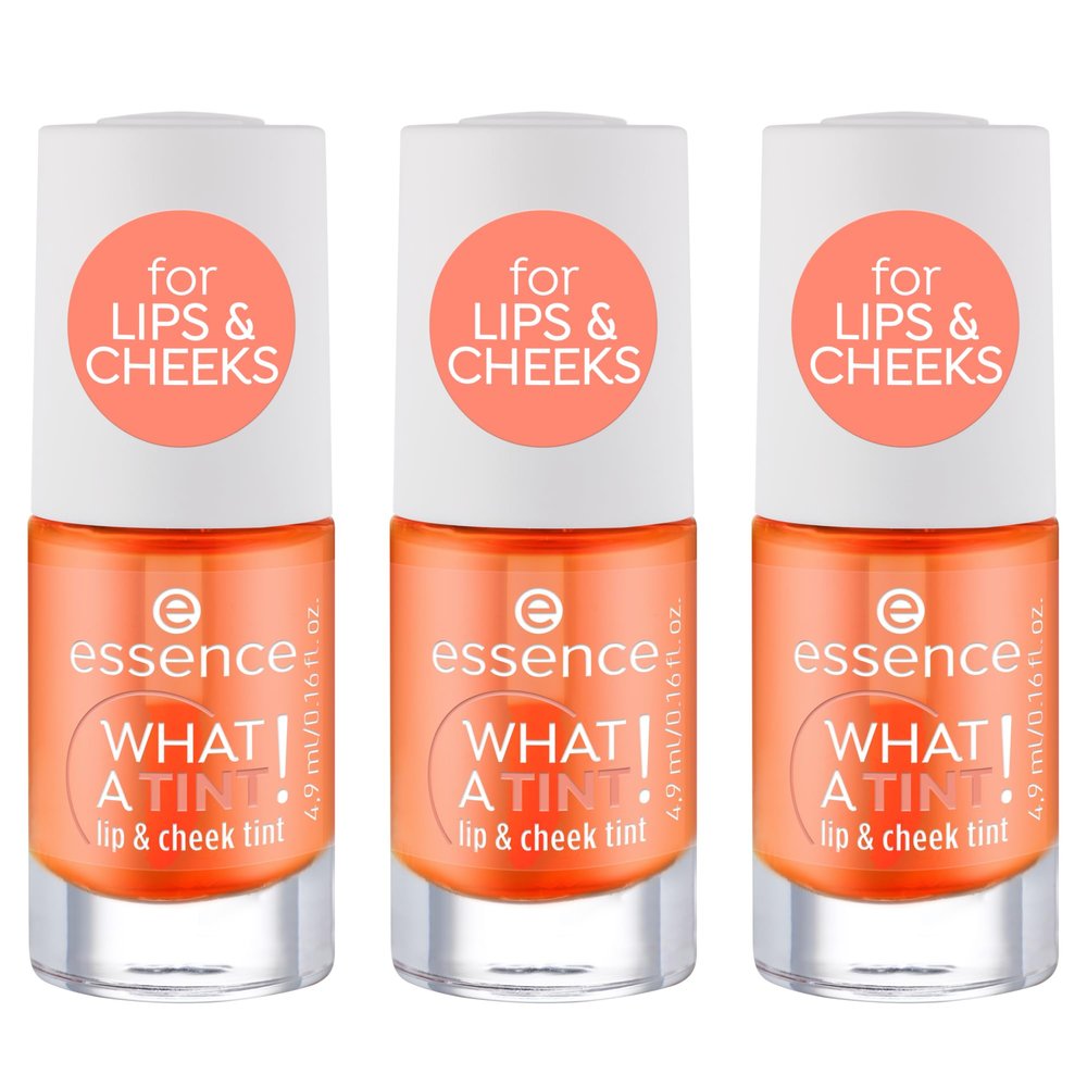 essence WHAT A TINT! Lip & Cheek Tint, Blush, No. 03 Orange, 3-Pack (3 x 4.9 ml)
