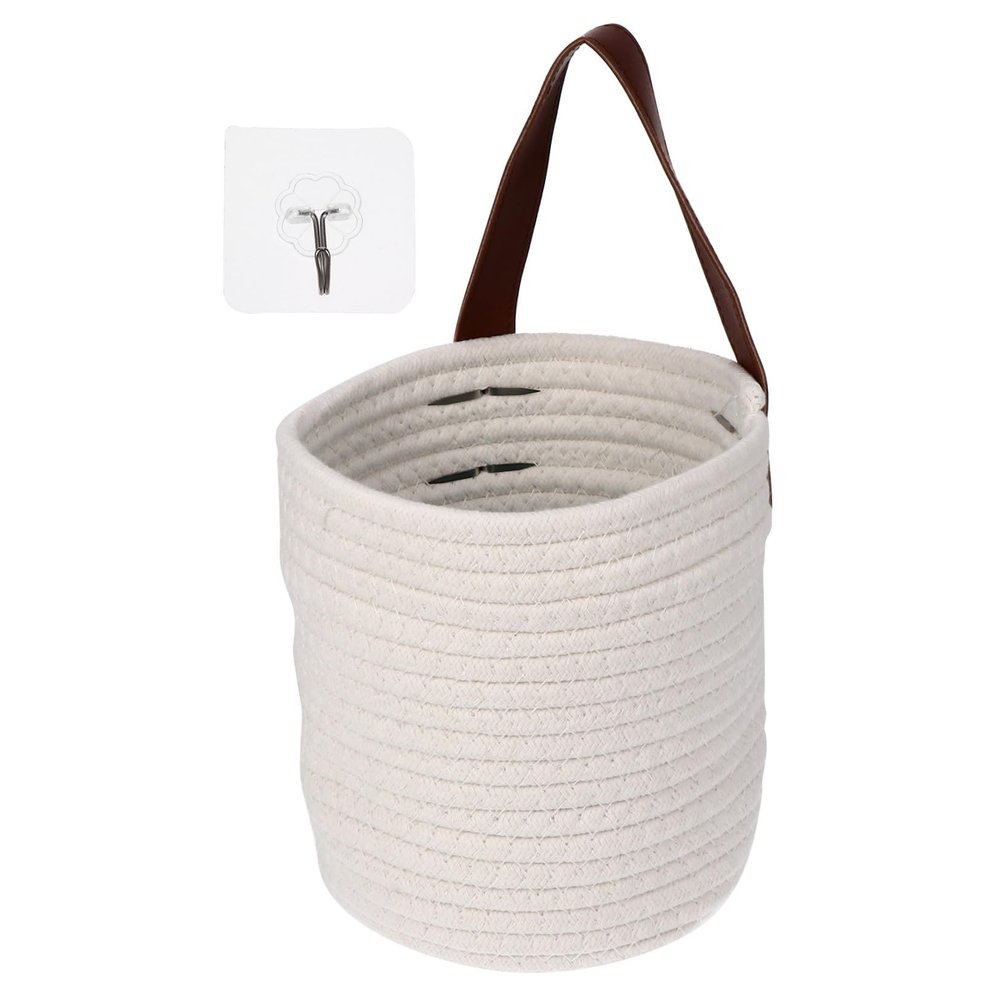 Cotton Rope Wall Basket with Handle for Home
