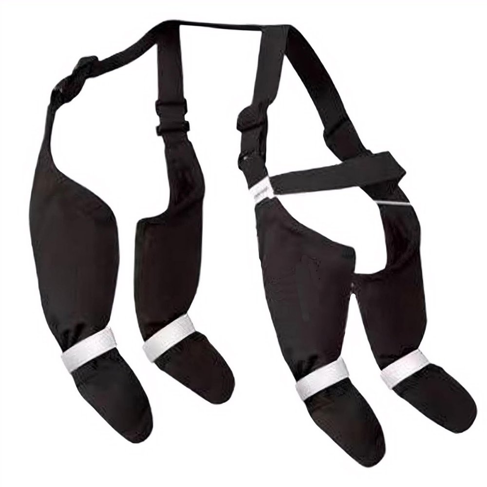 Ailan Windproof Winter Dog Shoes with Suspenders, Black, XXL