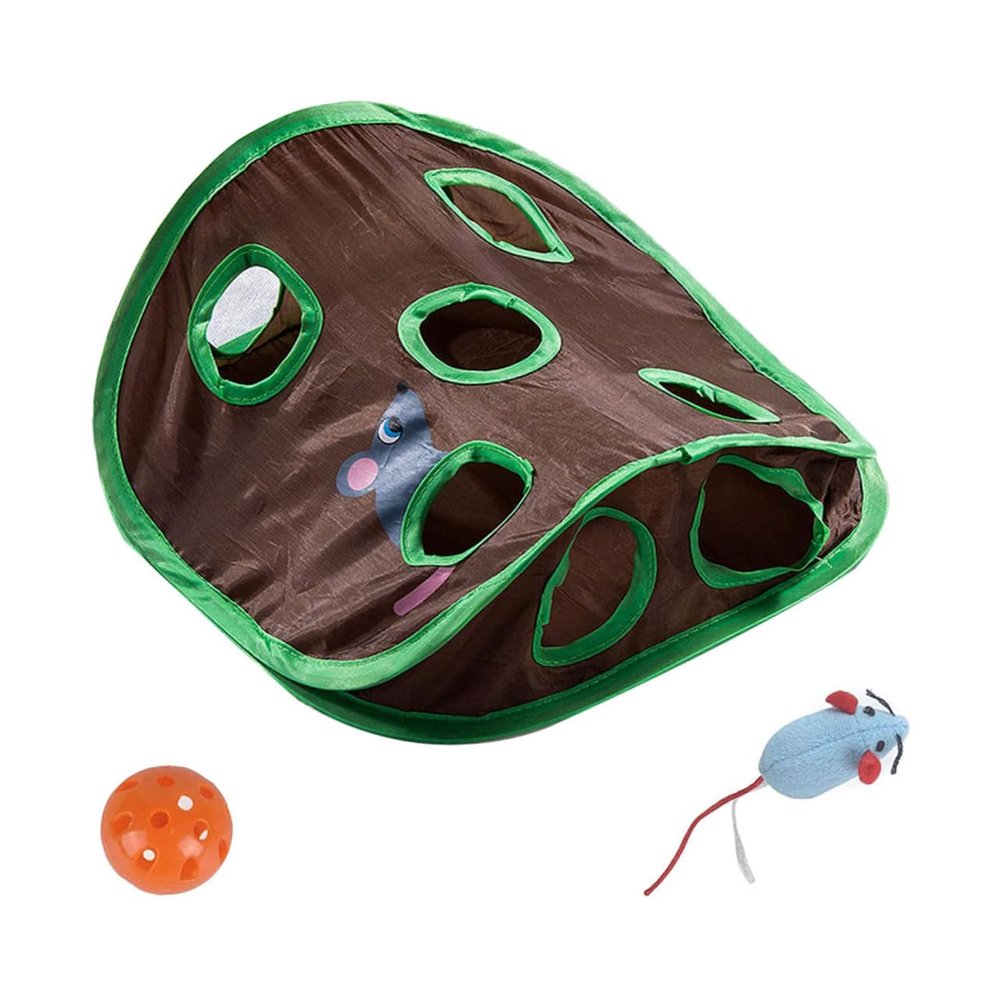 BESPORTBLE Nine-Hole Tunnel Toy for Cats with Toy Mouse and Bell Ball
