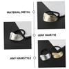 HAPINARY Leaf Hair Ties for Women, Elegant Metal Ponytail Cuffs, 2-Pack view 4