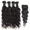 Water Wave Curly Hair Extensions, 3 Bundles with 13" x 4" Lace Frontal Closure, 100% Remy Human Hair, 12" 14" 16" with 10" Closure view 4