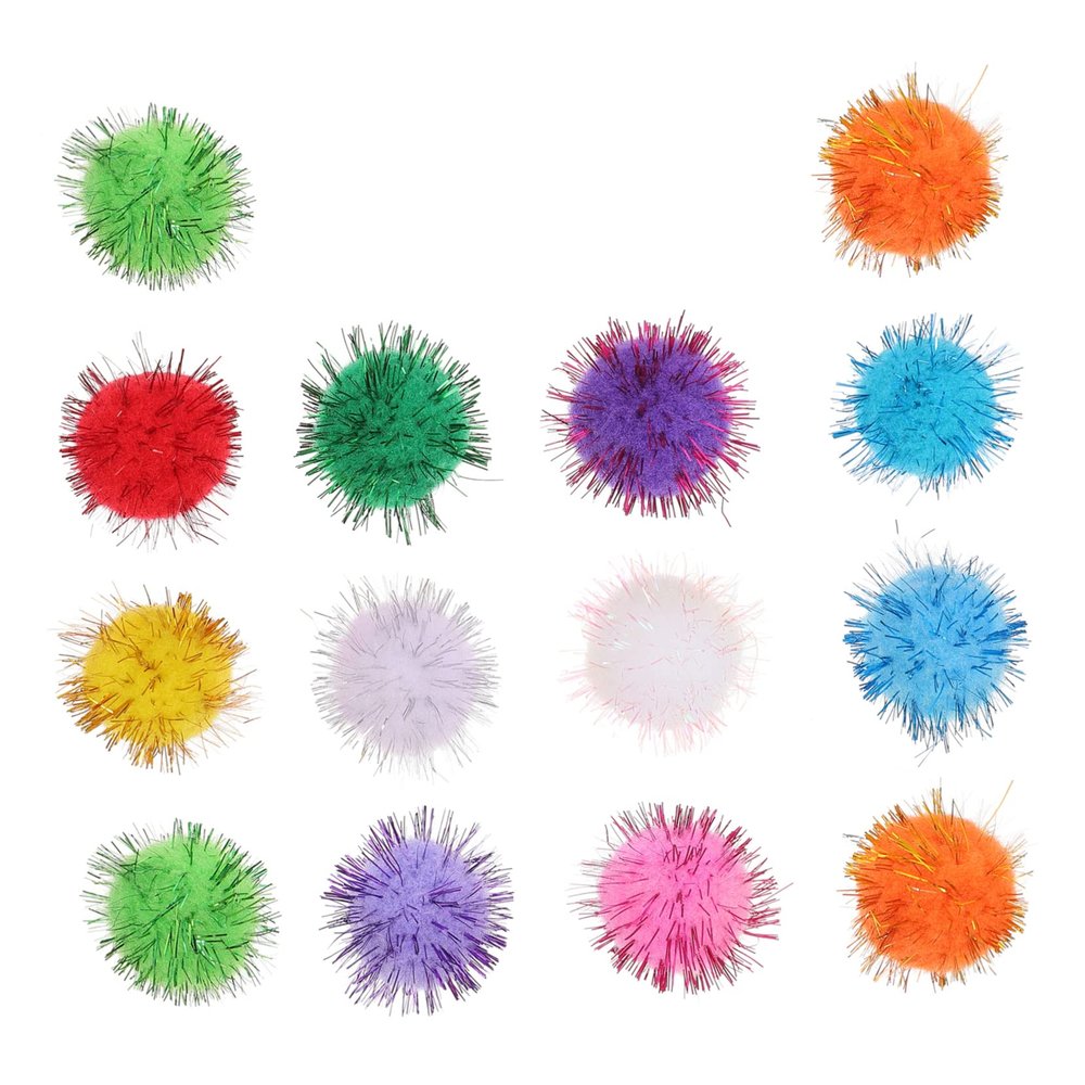 BESPORTBLE 100-Count Colorful Cat Balls for Biting and Scratching, Glitter Cat Toys for Pets, Interactive Toy