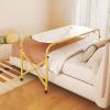 Overbed Table with 4 Locking Casters, Adjustable Height and Length, Gold view 1