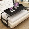 Rolling Overbed Table, Height-Adjustable, Black/White/Oak view 1