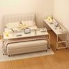 Rolling Overbed Table, Height-Adjustable, Black/White/Oak view 4