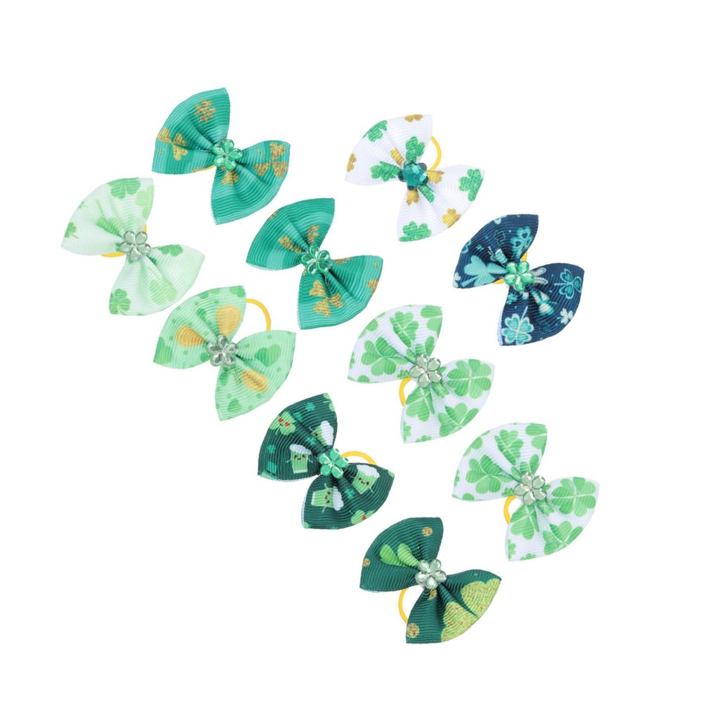 BESPORTBLE 10-Pack Green Decorative Pet Bows