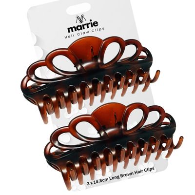 Marrie Extra-Large Hair Claw Clips for Women, Thick, Long or Curly Hair, Non-Slip, Jumbo, Strong Hold, French Styling Accessory, 14 cm Long