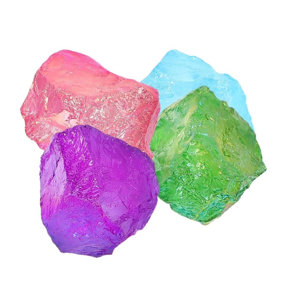 ibasenice 4-Piece Natural Crystals and Stones, Electroplated Diffusers for Flowerpots and Aquariums