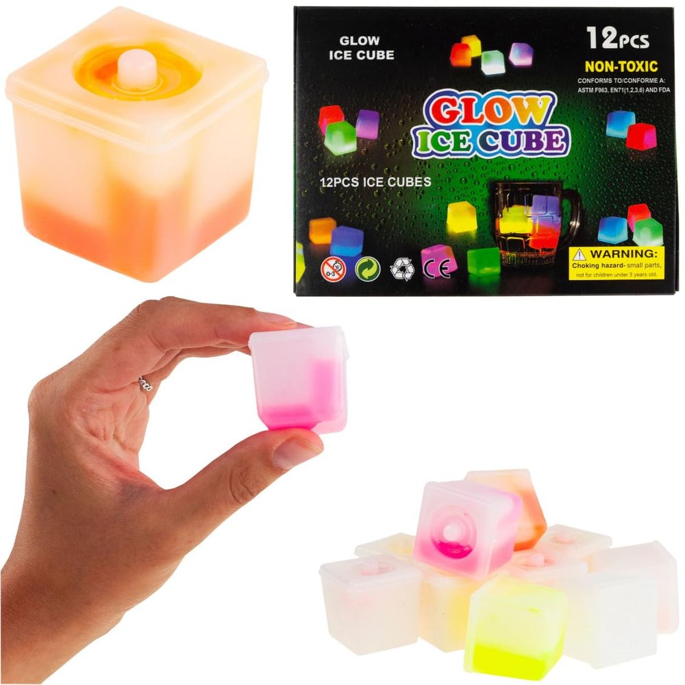 FLUO Color-Changing Light-Up Ice Cubes, 12-Piece Set