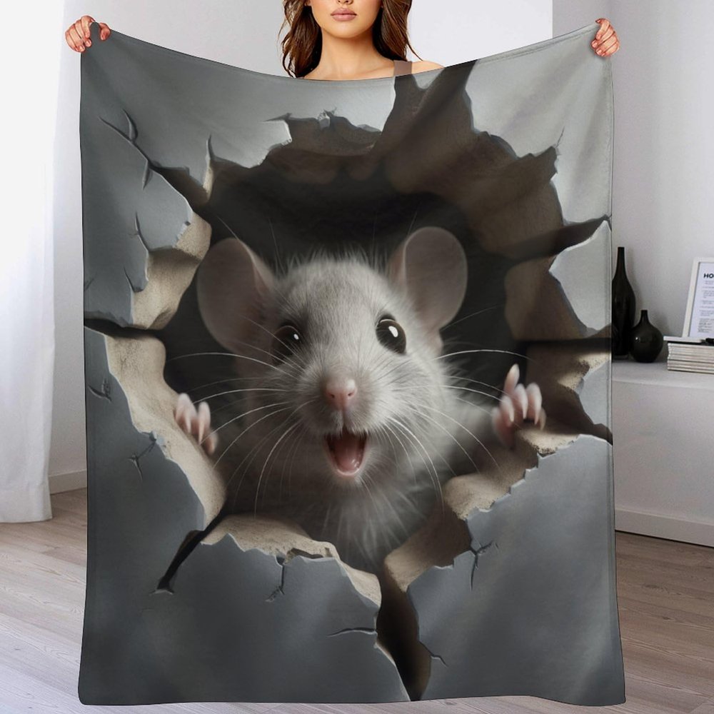 Mouse Flannel Fleece Throw Blanket, Super-Soft Warm Microfiber, 180 x 200 cm