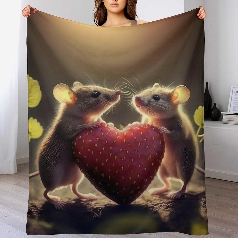 AAPZY Cute Mouse Soft Flannel Fleece Blanket for Children and Adults, Four-Season Blanket for Bed or Couch, 130 x 180 cm