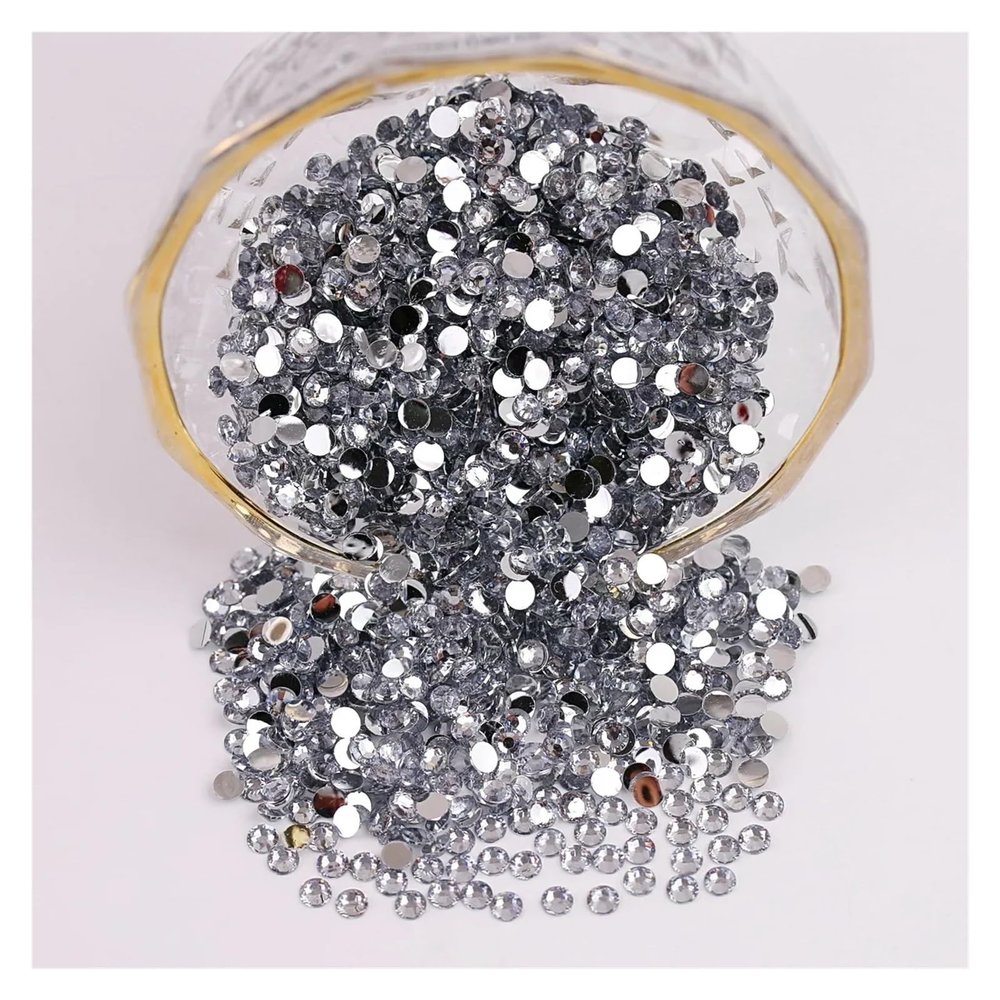 WENH 2–6 mm Round Flat-Back Resin Rhinestones, Non-Hotfix, Clear, 5 mm, 500 Pieces