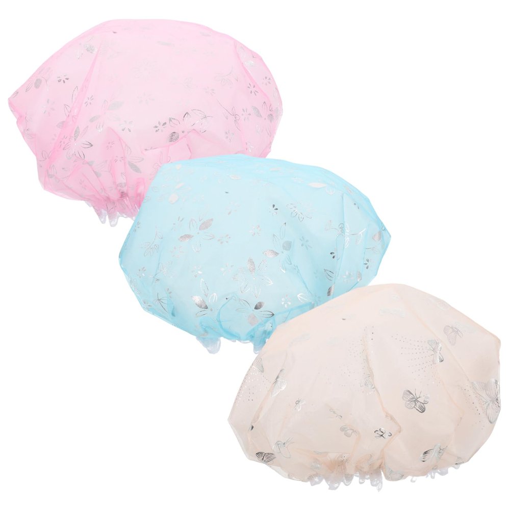 Double-Layer Mesh Shower Caps for Women, Elastic