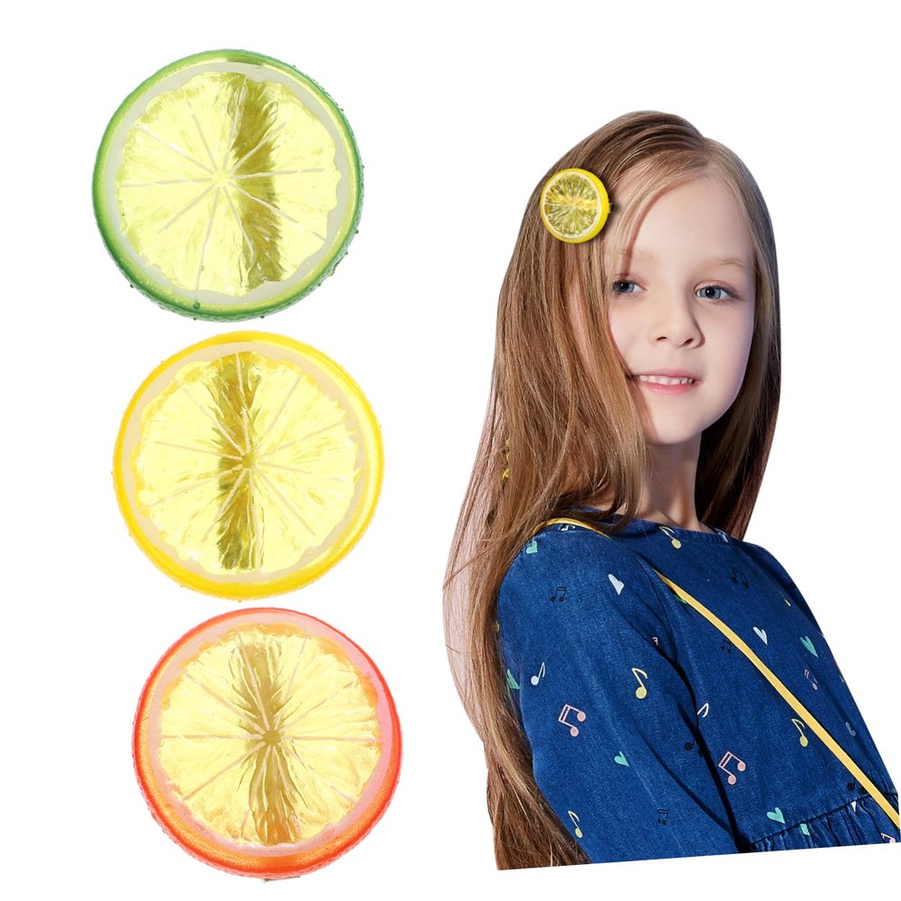 Lime Hair Clips, 3-Piece Plastic Set for Girls with Fruit Motif