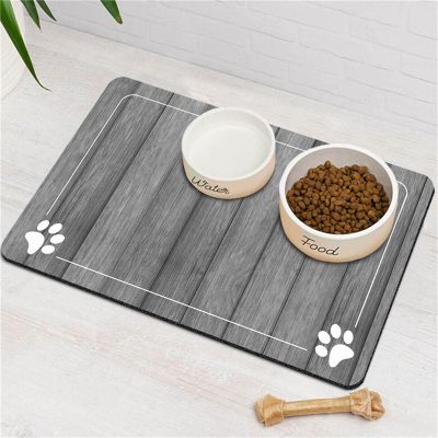 Hearda Non-Slip Dog Feeding Mat, Absorbent Cat Bowl Mat, Quick-Drying (30 x 40 cm, Wood Board)