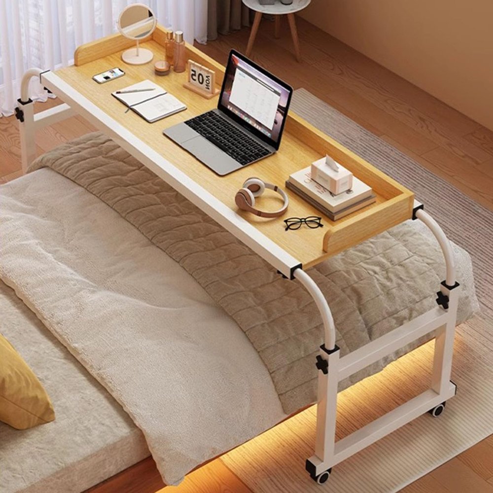 Adjustable Over-Bed Table with Wheels and Height Adjustment