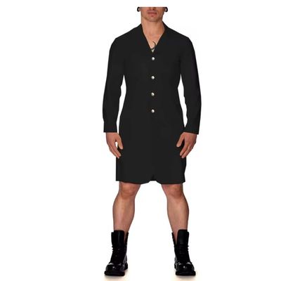 YGZHANYUANOKU Men's PVC Wet-Look Trench Coat, Black, M