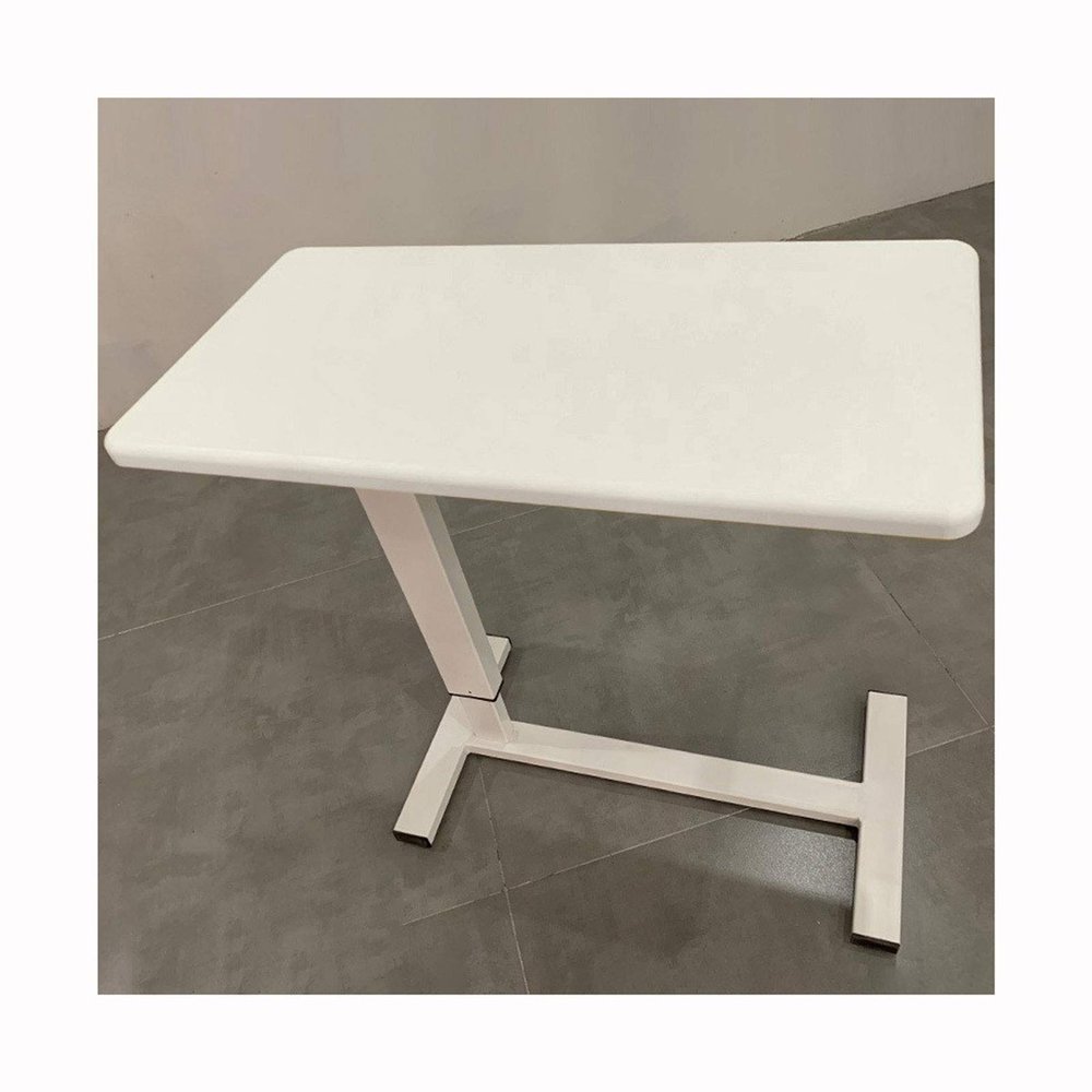 Height-Adjustable Portable Overbed Table with Casters, Walnut Wood Side, 40 x 80 cm