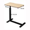 Height-Adjustable Portable Overbed Table with Casters, Walnut Wood Side, 40 x 80 cm view 2