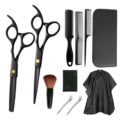 Hair Cutting Scissors with Stainless Steel Blades, Comb, Fabric and Leather Case