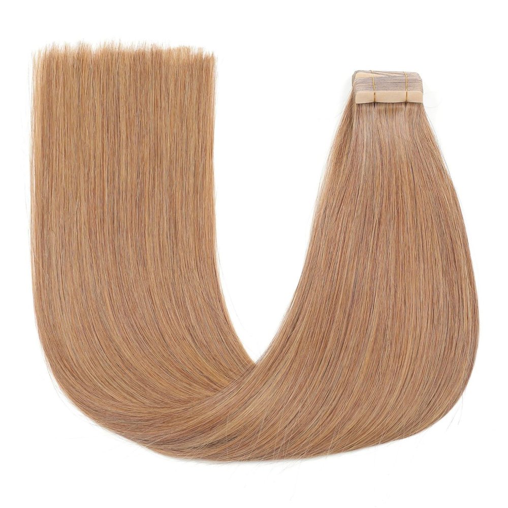 Tape-In Hair Extensions, 20 Pieces, 50 g, Human Hair, Seamless PU Hair Pieces, Silky Smooth (#10, 18 in/45 cm)