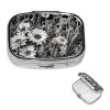 Black and White Floral Pill Box, Square, 2 Compartments, Portable Travel Medication Organizer view 1