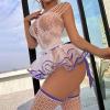 Blue Wedding Garter and Women's Lingerie Set, Purple, XL view 4