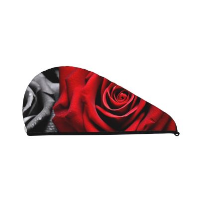 LHBWCVN Hair Turban for Women, Coral Fleece Hair Wrap with Button, Black/White/Red