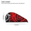 LHBWCVN Hair Turban for Women, Coral Fleece Hair Wrap with Button, Black/White/Red view 4