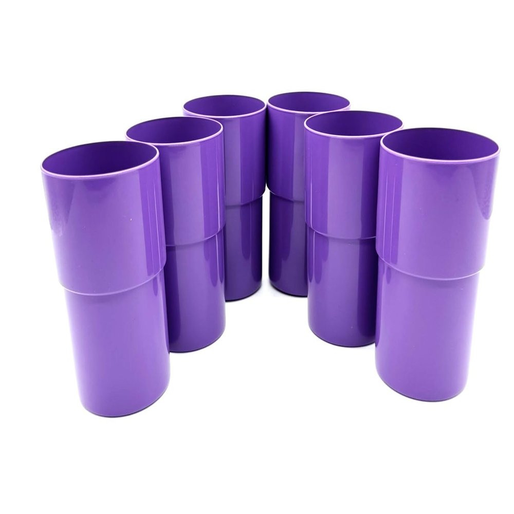 Kimmel 6-Piece Plastic Drinking Cup Set, 330 ml, Violet, Reusable