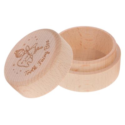 Cabilock Wooden Baby Tooth Keepsake Box, Light Brown