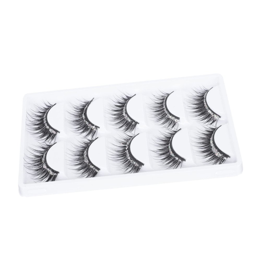 FRCOLOR 5 Pairs of Black Glitter False Eyelashes