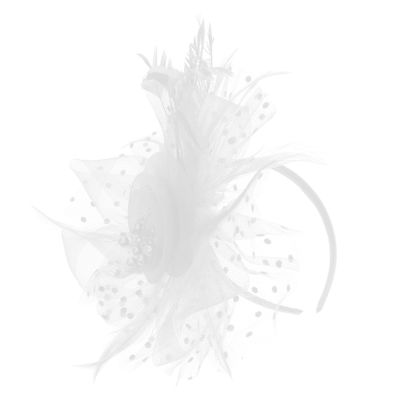 FRCOLOR Vintage Bridal Headband with Feather Flowers and Pearls