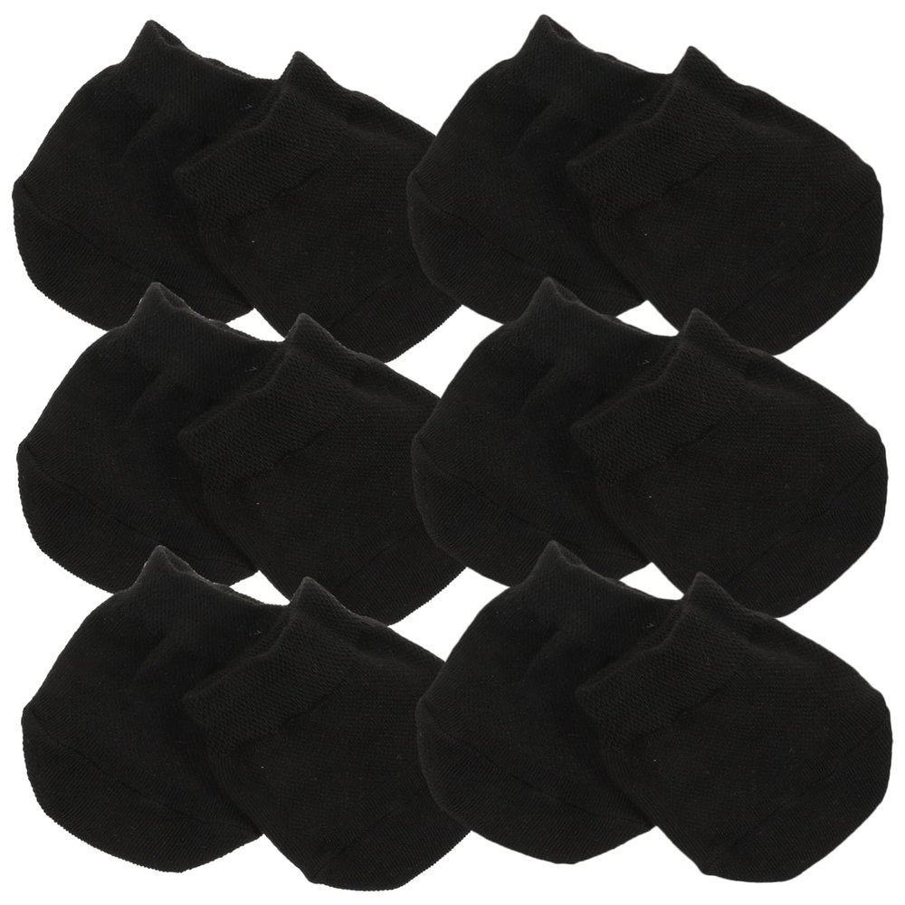 IWOWHERO Non-Slip Breathable Cotton No-Show Socks, 6 Pairs, Black