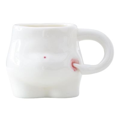 HINAYOSAN Ergonomic-Handle Ceramic Belly Cup, Porcelain Milk Cup for Home and Office