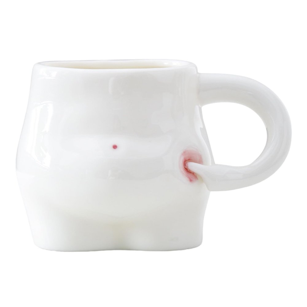 HINAYOSAN Ergonomic-Handle Ceramic Belly Cup, Porcelain Milk Cup for Home and Office