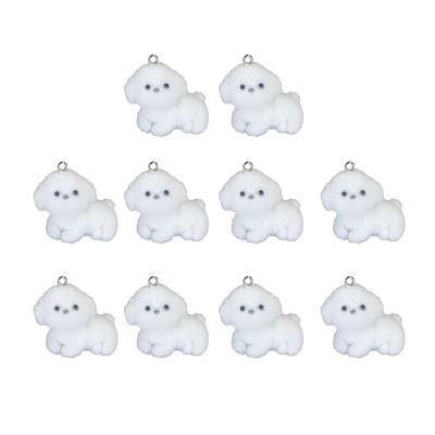 Flocked Resin Puppy Pendant