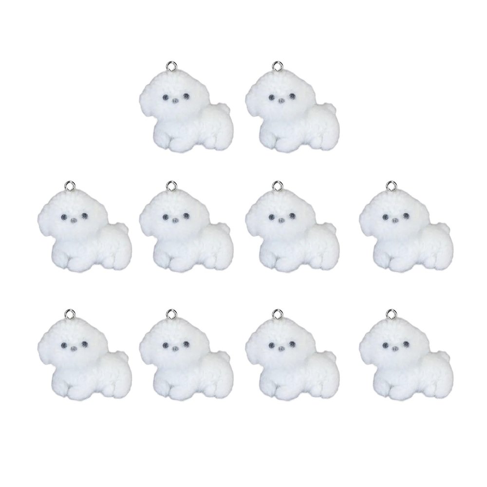 Flocked Resin Puppy Pendant