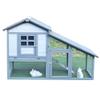 Outdoor 2-Tier Rabbit Hutch with Wheels, Removable Tray and Run view 1